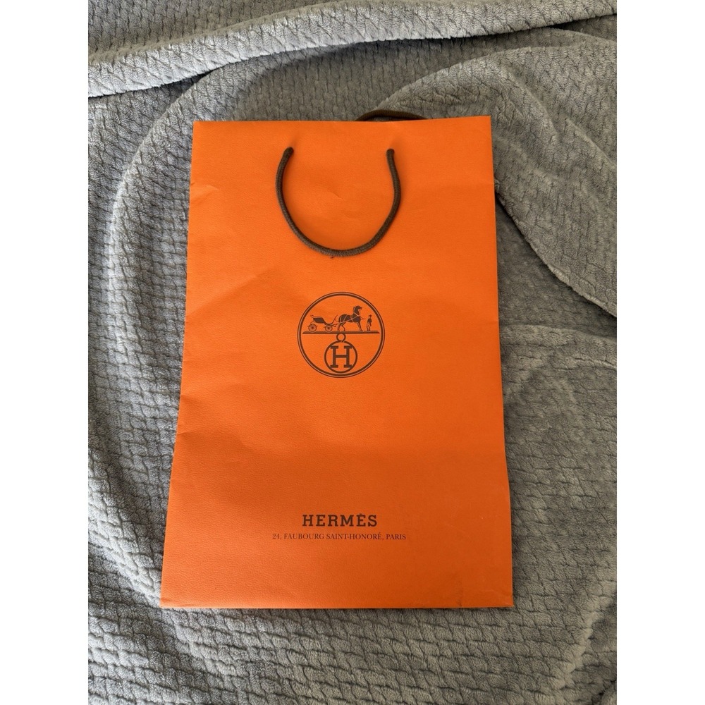 Authentic Hermes Orange‎ Paper Gift Bag Medium Size 17" x 11" x 3.5"